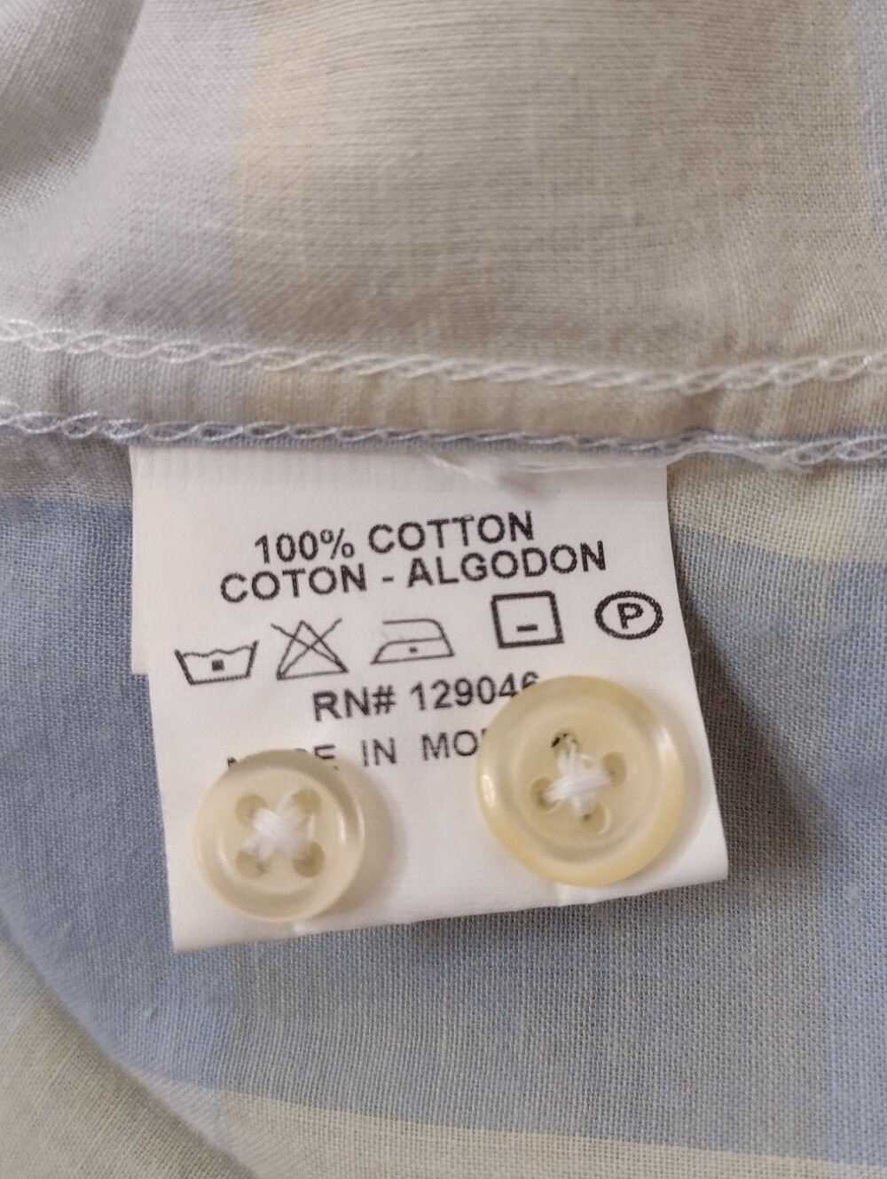 What Goes Around Comes Around Men's Blue & Cream Plaid Button-Up Shirt - Picture 4 of 11